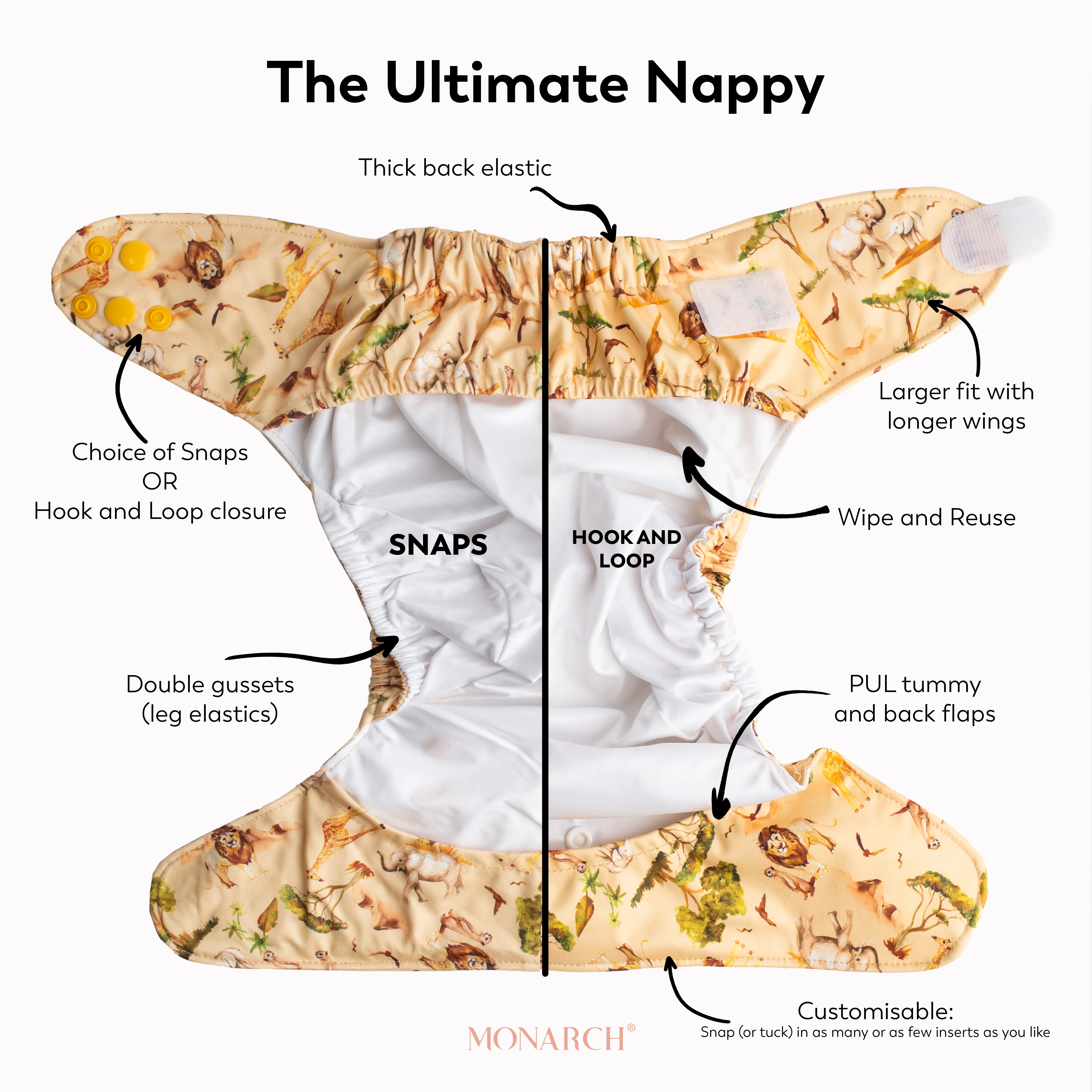 Ultimate Wipeable Cloth Nappy (Deluxe) | Sunny Daze - Image 5
